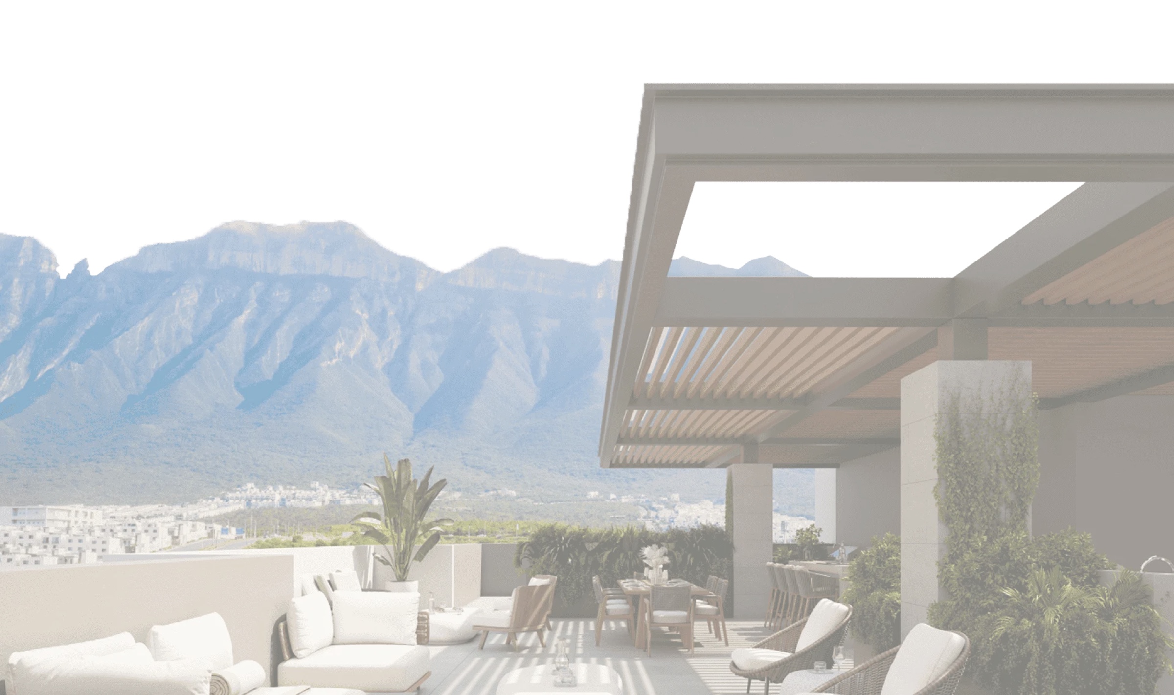 Kauma — terraza con vista a las montañas de Monterrey