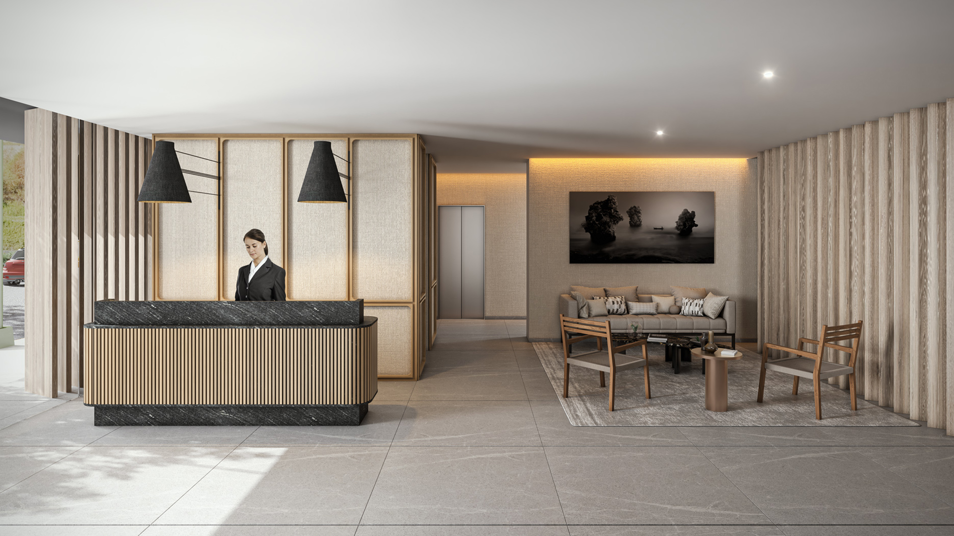 Lobby Luzia — recepción y sala de estar