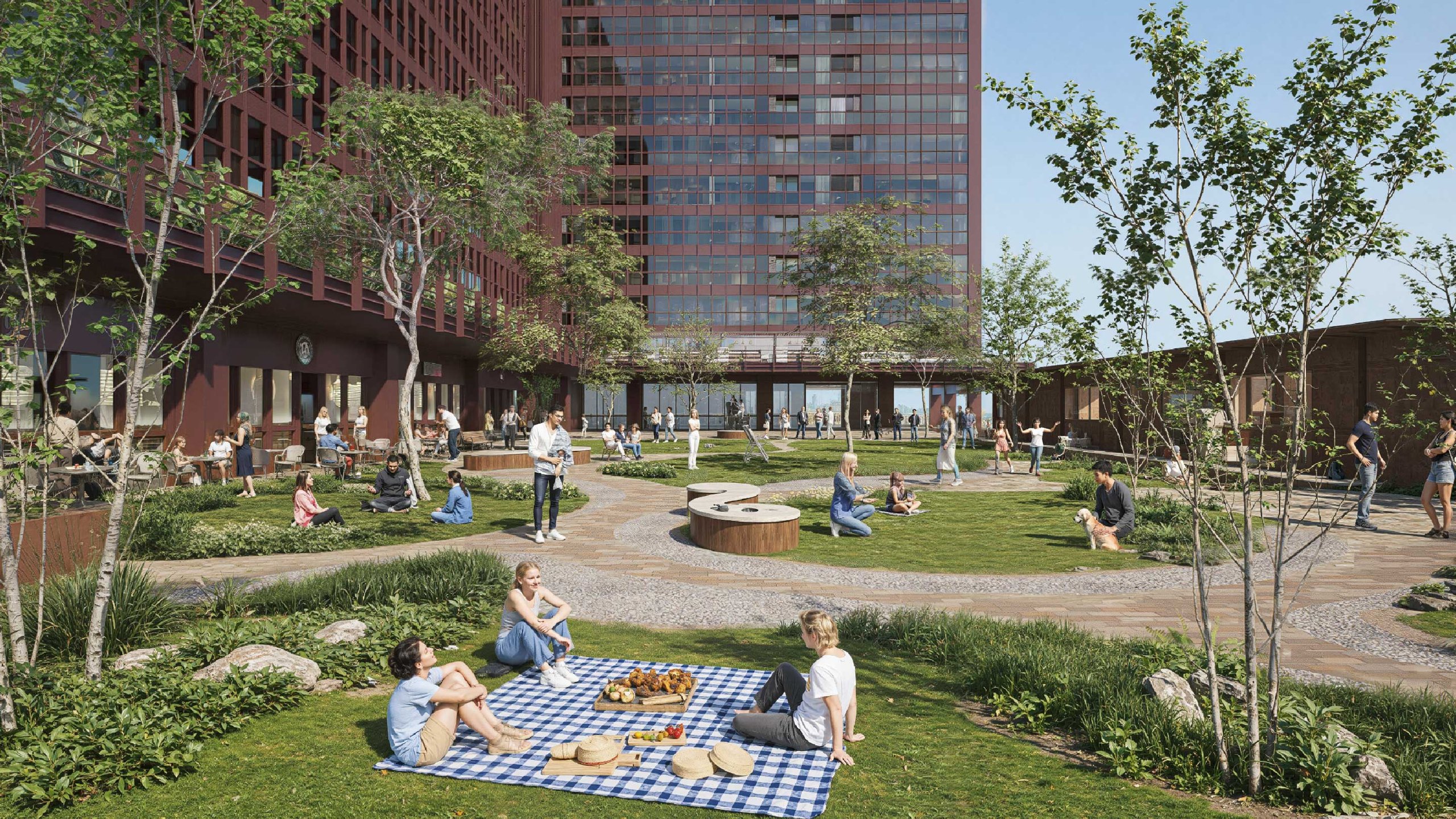 Plaza pública de Monterra — 1,400 m² en el zócalo del proyecto