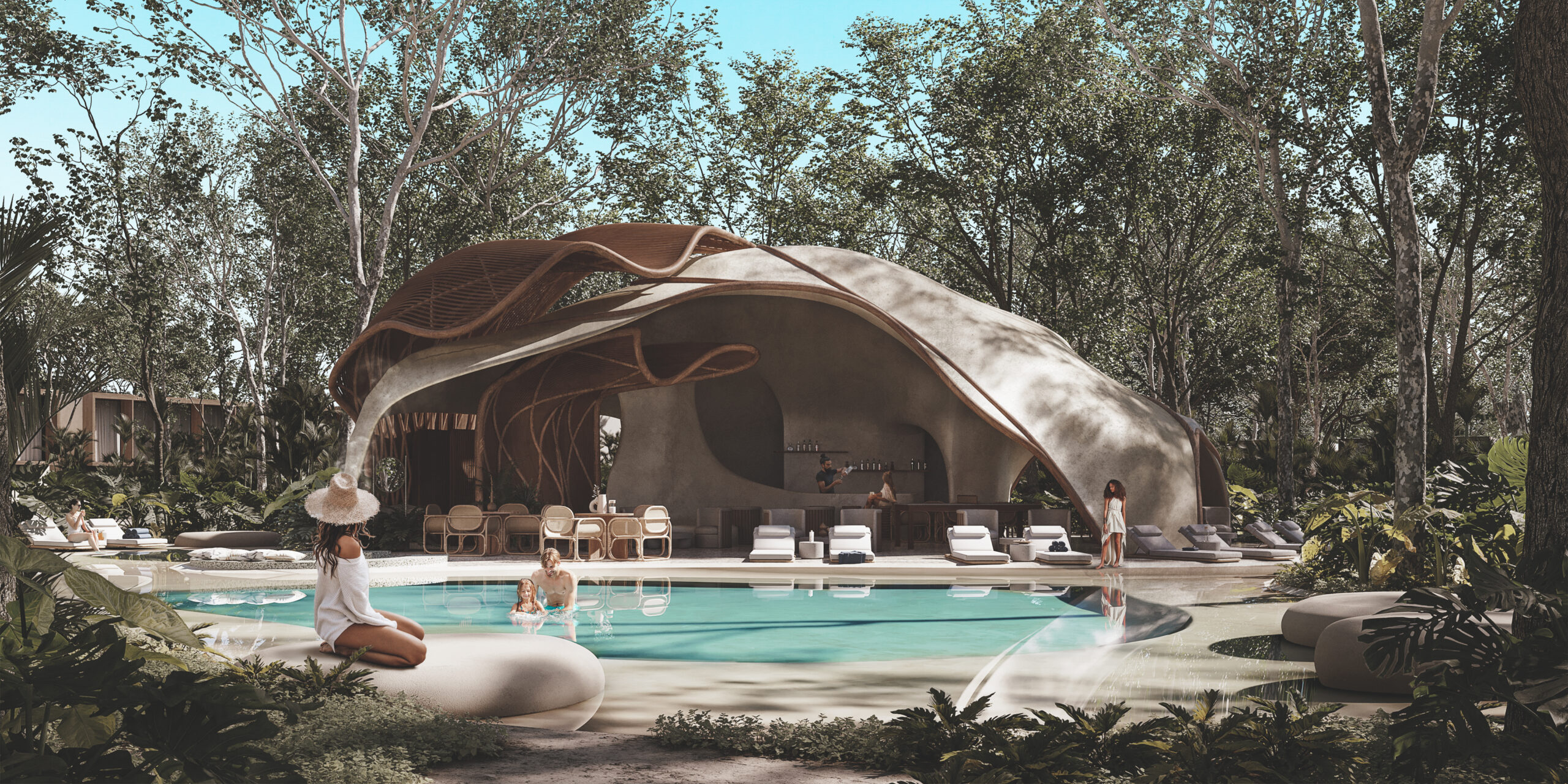 Casa Club Ramia 101 — estructura biomórfica integrada al arboretum