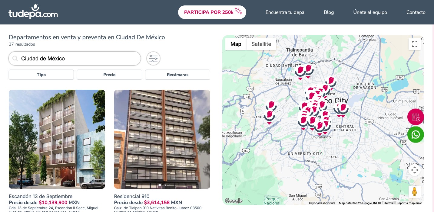 Tu Depa — Búsqueda con mapa